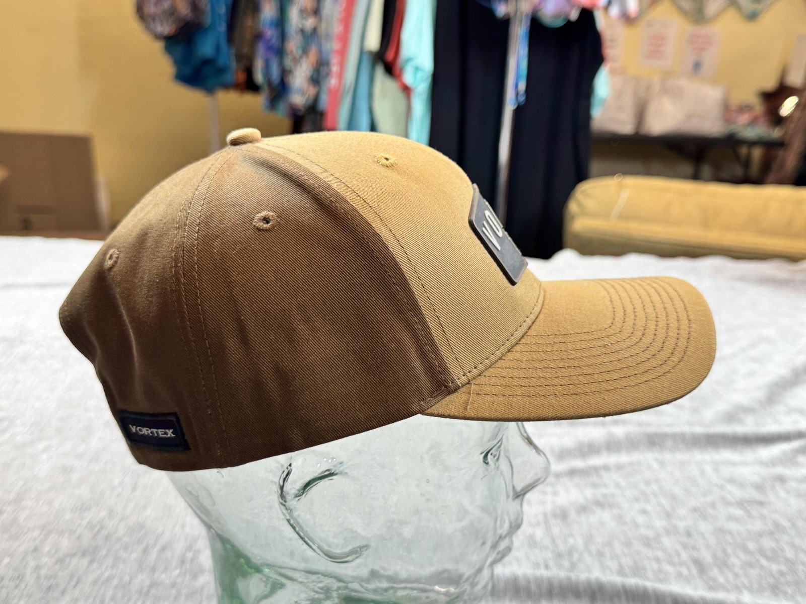 Vortex Hat Cap Snap Back One Size Brown Logo Patch Mens Optics Hunting Outdoors