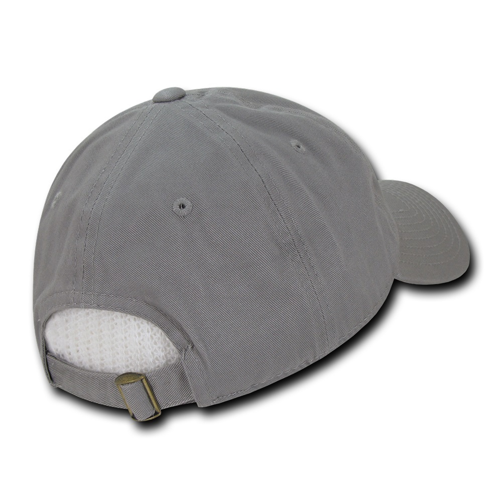Gray Plain Solid Blank Washed Cotton Polo Style Low Crown Baseball Ball Cap Hat