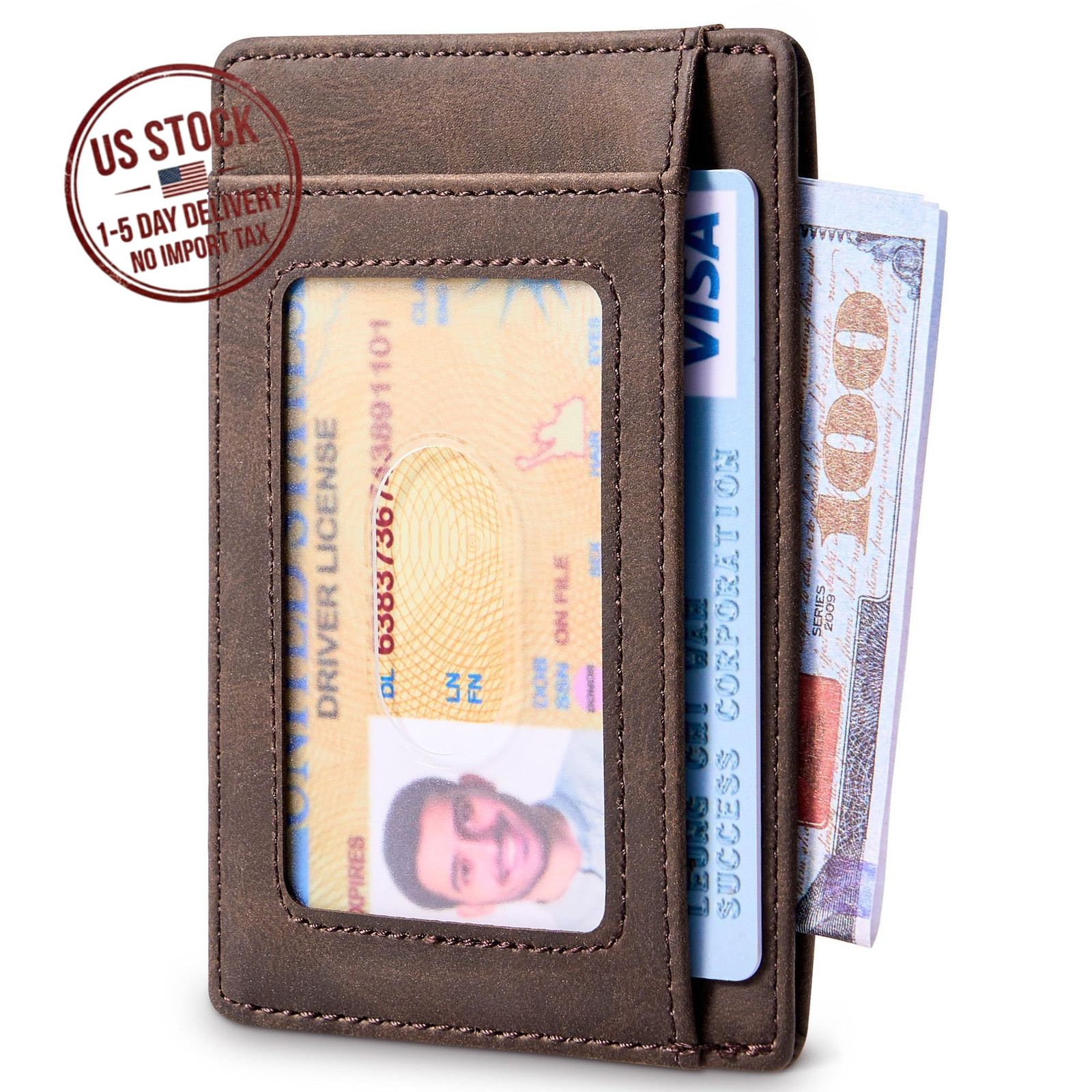 Slim RFID Leather Wallet for Men, Minimalist Front Pocket – Father’s Day Gift