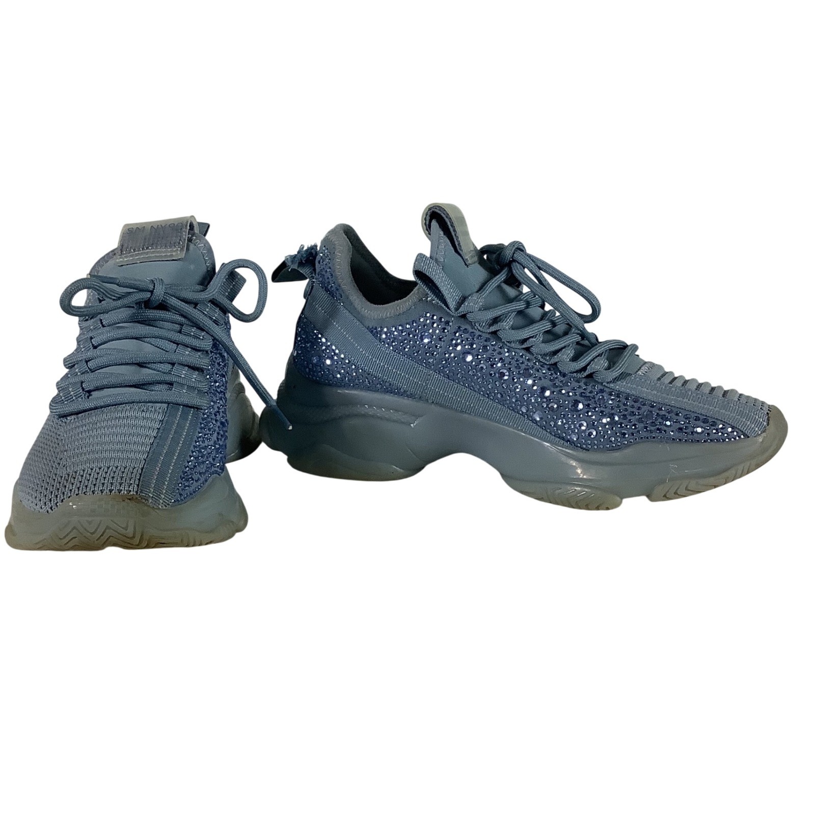 Steve Madden Maxima Rhinestone Knit Chunky Sneakers Blue SM49498654 Womens