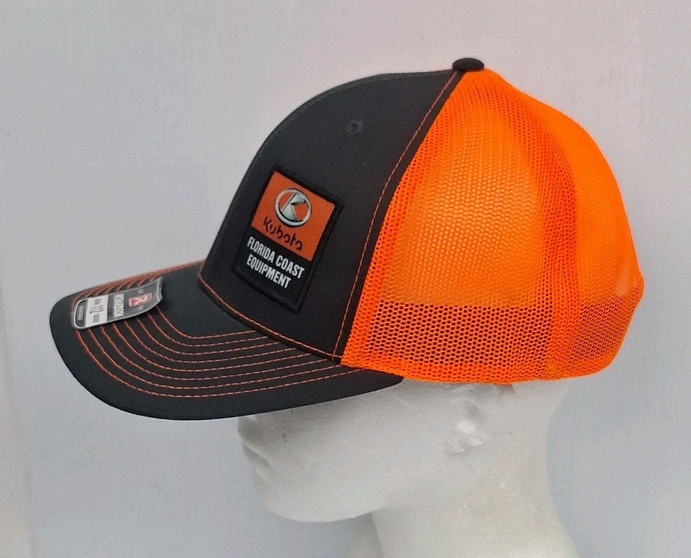 KUBOTA Florida Coast Equipment Mesh Back Truckers Hat Cap – Orange & Black – NEW