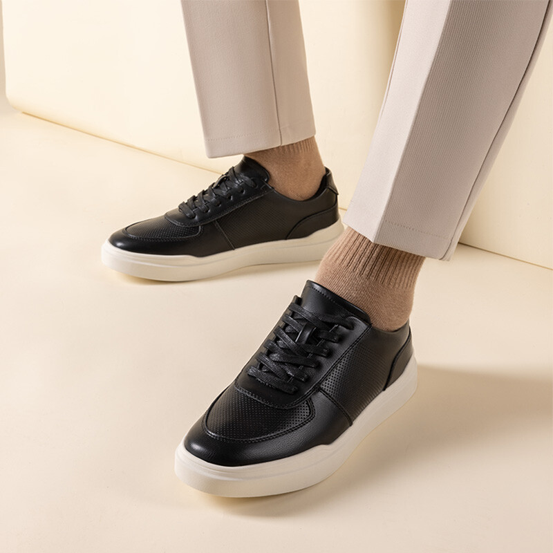 US Men PU Leather Casual Shoes City Walking Shoes Breathable Fashion Sneakers