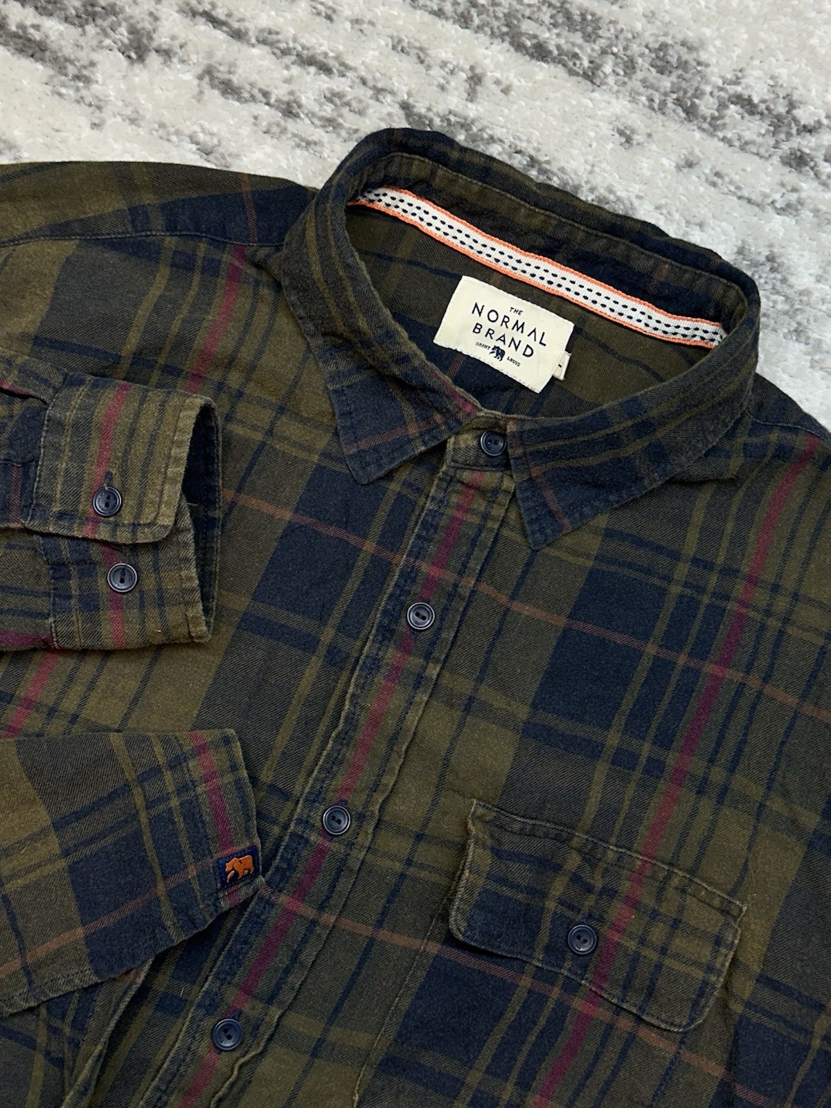 THE NORMAL BRAND Mountain Regular Fit Flannel Shirt In Green Plaid Size Large