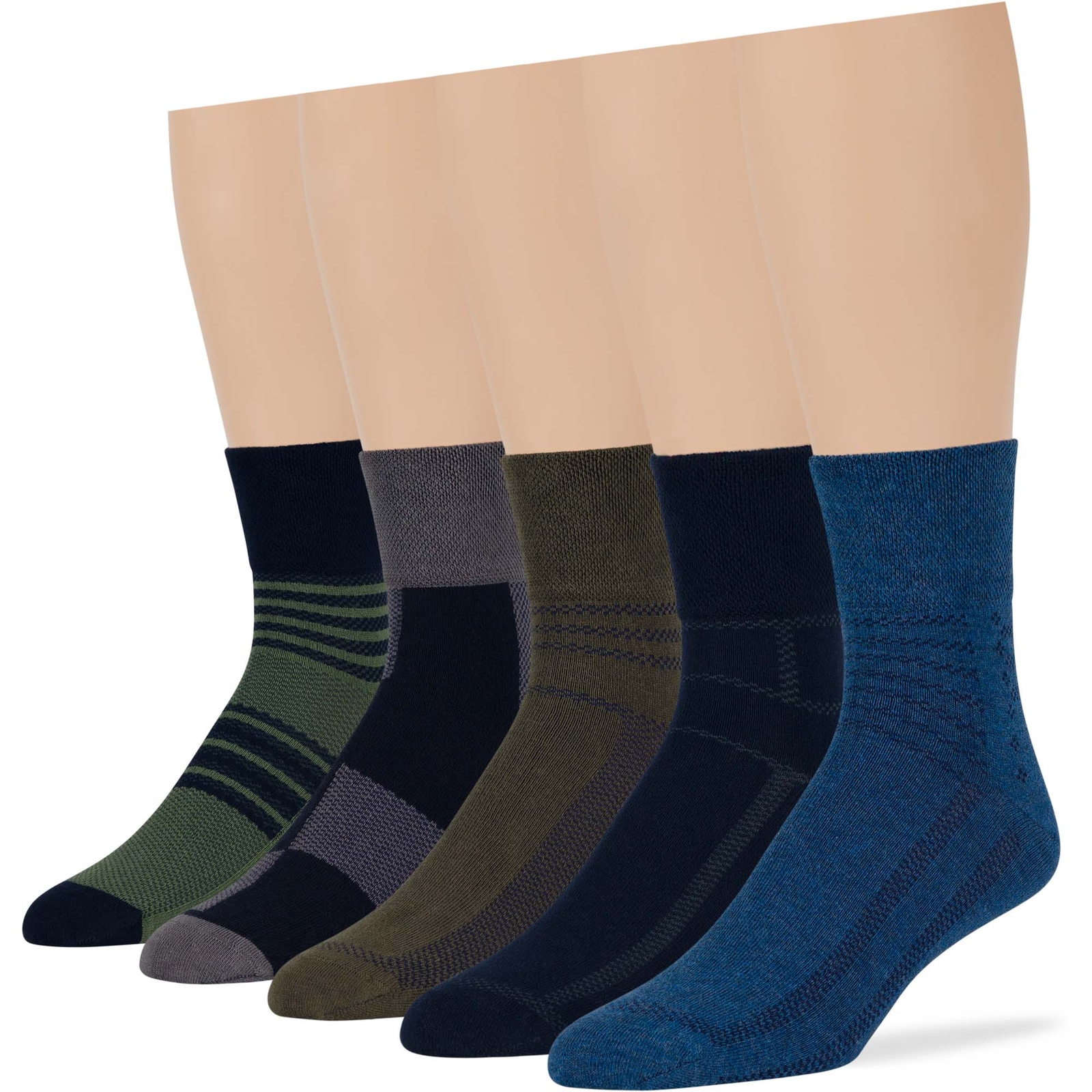 Men Diabetic Non-Binding Extra Wide Cotton Quarter Socks