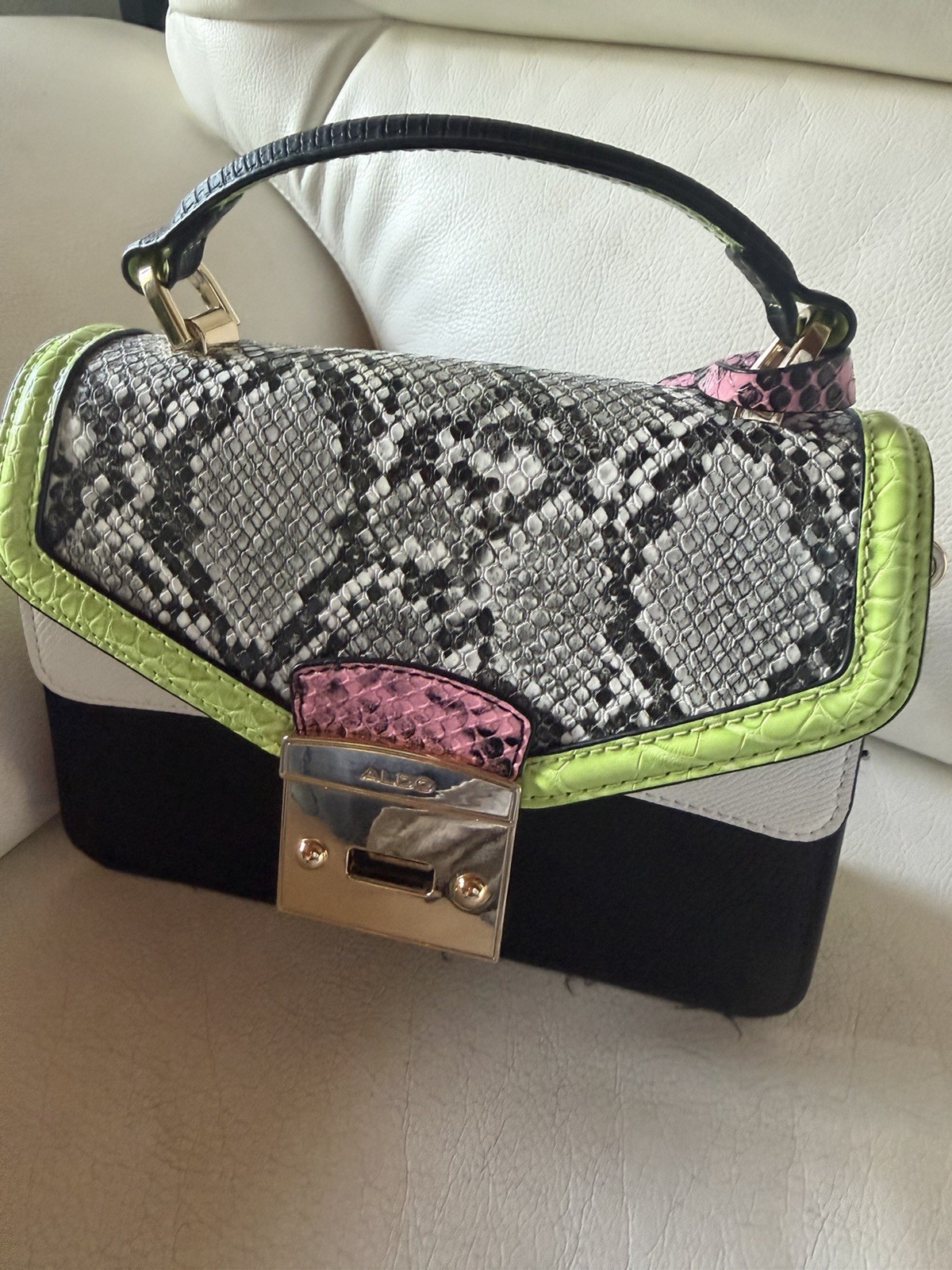 Handbag Small Snake Print Black Multi-Color Statement Purse Elegant & Chic- ALDO