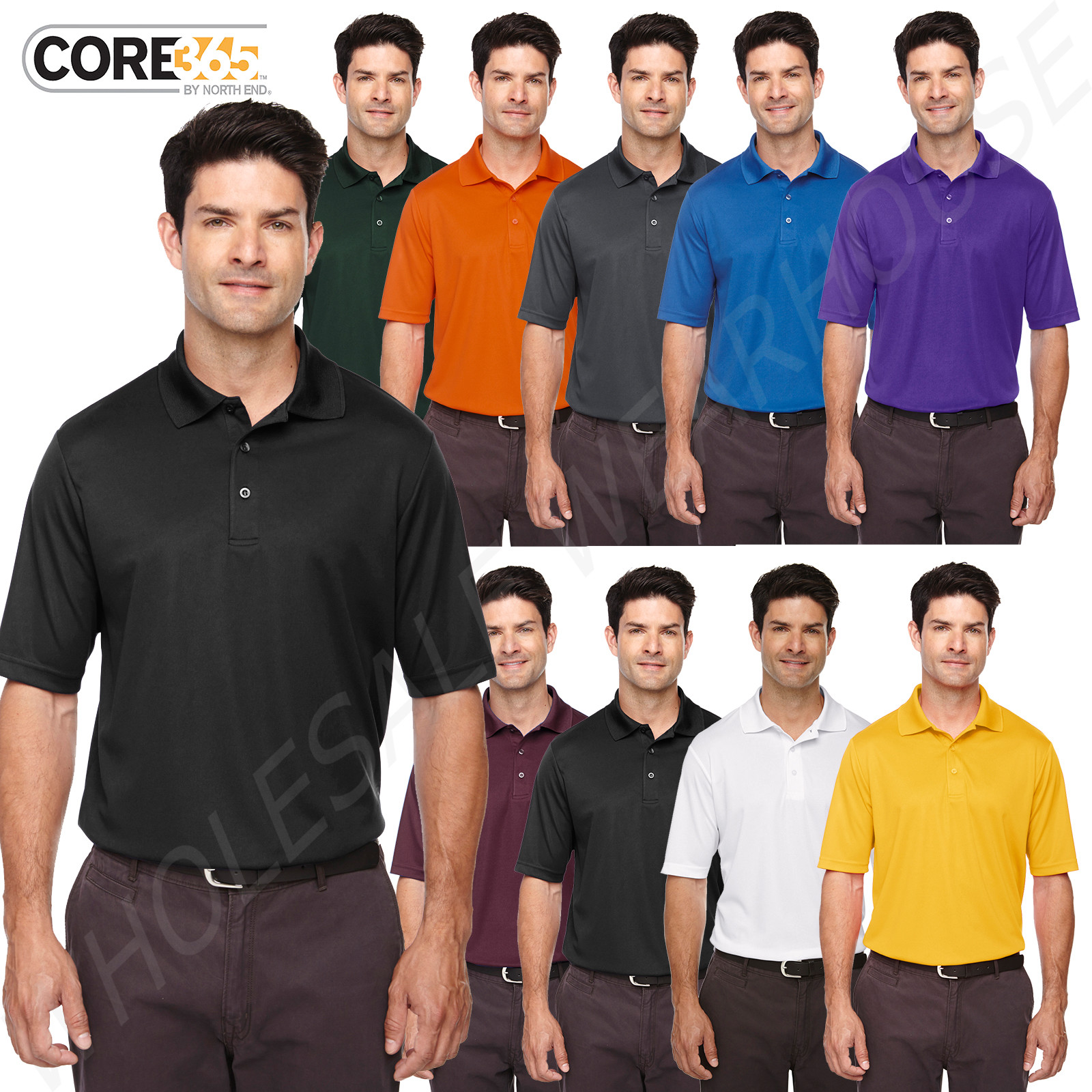 NEW Core 365 Men’s 100% Polyester Performance Piqué BIG 2X-5X Polo Shirt B-88181