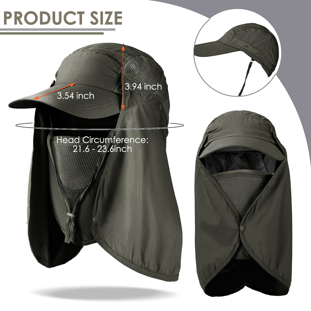 Unisex Sun Hat with Ear Neck Flap Face Cover Fishing Safari Cap UV Protection