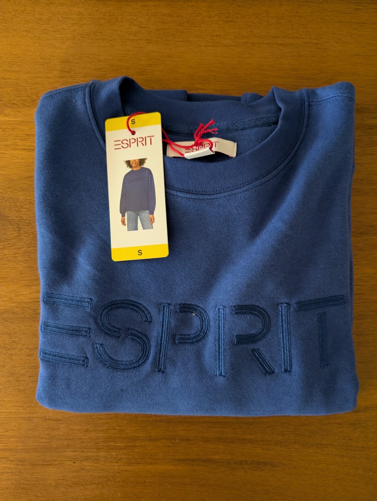 NWT ESPRIT Women’s Fleece Logo Crewneck Sweatshirt Blue S Small Costco