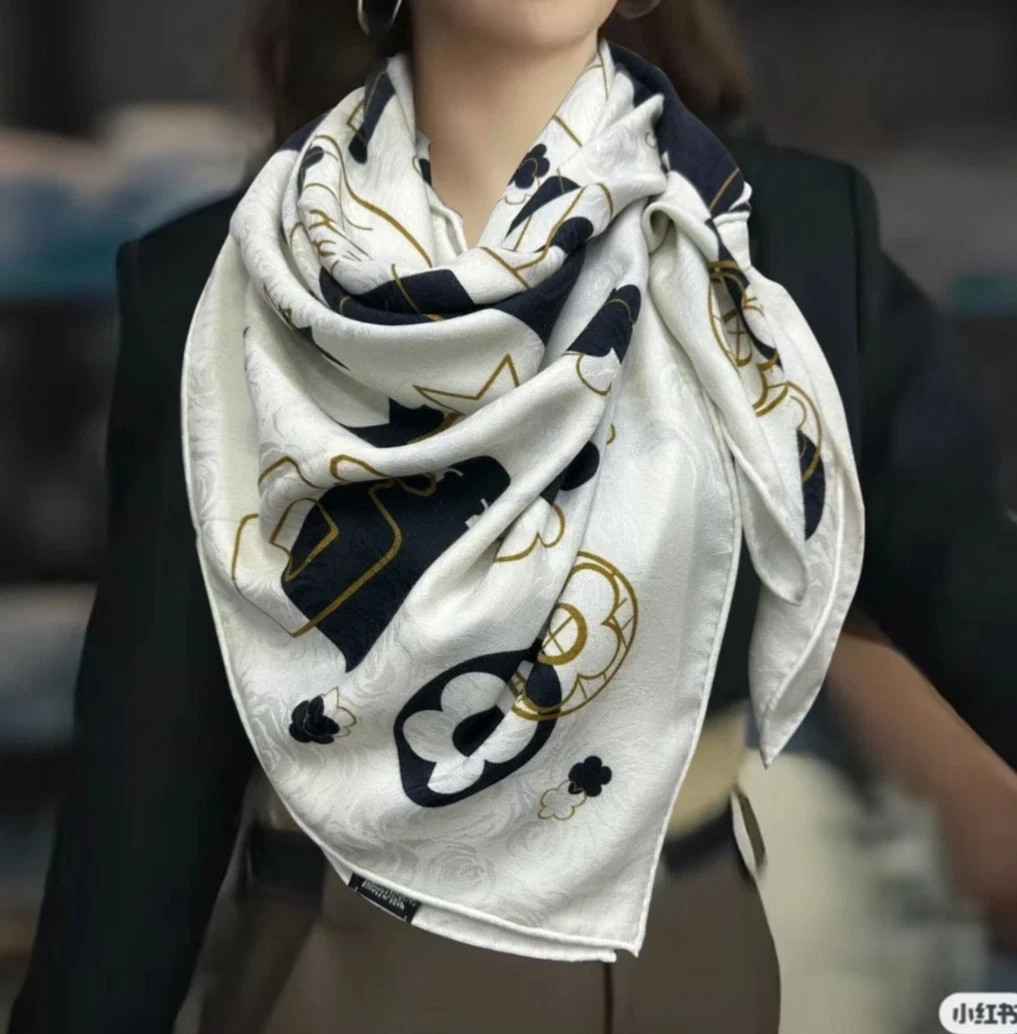 51″x51″Simple Style Print70shmere30%Silk Jacquard Thin Scarf130x130cm5124