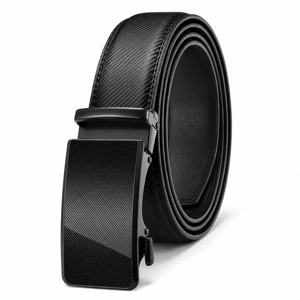 Mens Genuine Leather Ratchet Belts Adjustable Automatic Buckle Size 28 to 46