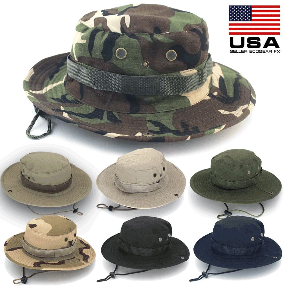 Boonie Bucket Hats Outdoor Fishing Hunting Wide Brim Mesh Camo Safari Sun Cap US