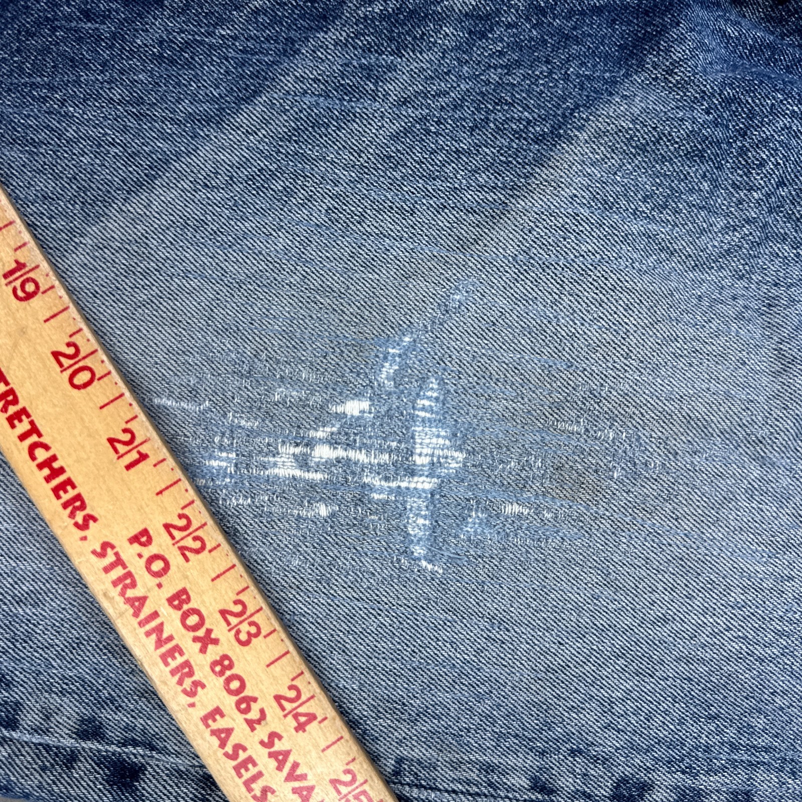 Levis 517 Jeans Mens 34×29 Blue Bootcut Denim Pants Repaired Faded Distressed