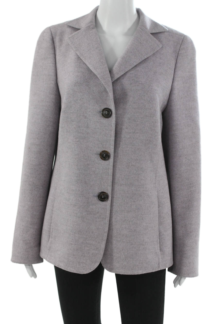 Not Available Womens Cashmere Blazer Gray Button Long Sleeve Size 12