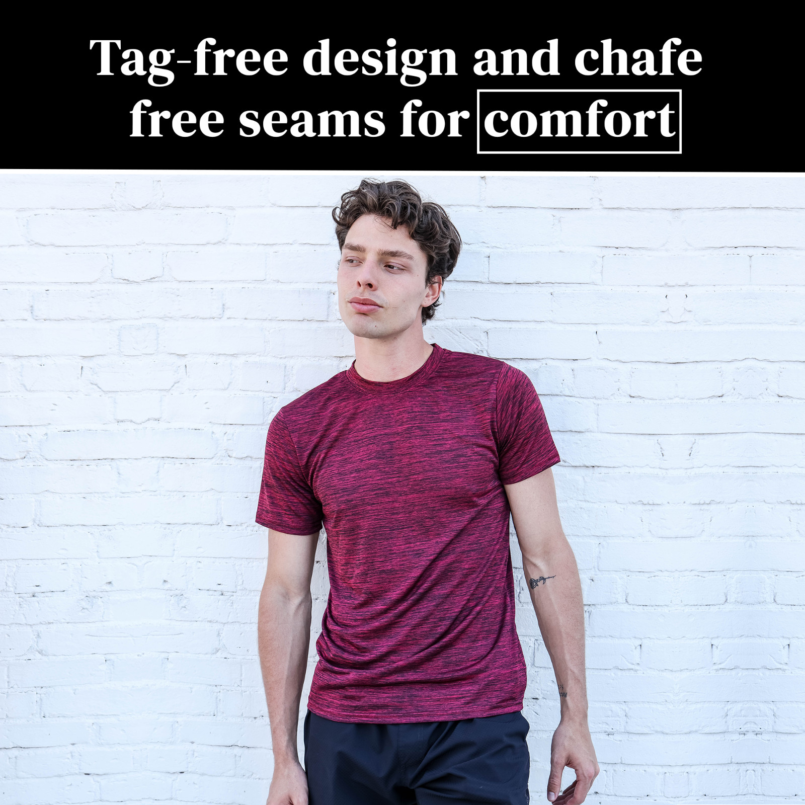 [5 Pack] Mens Active Athletic T Shirts Gym Running Workout Dry-Fit Crew Neck Top