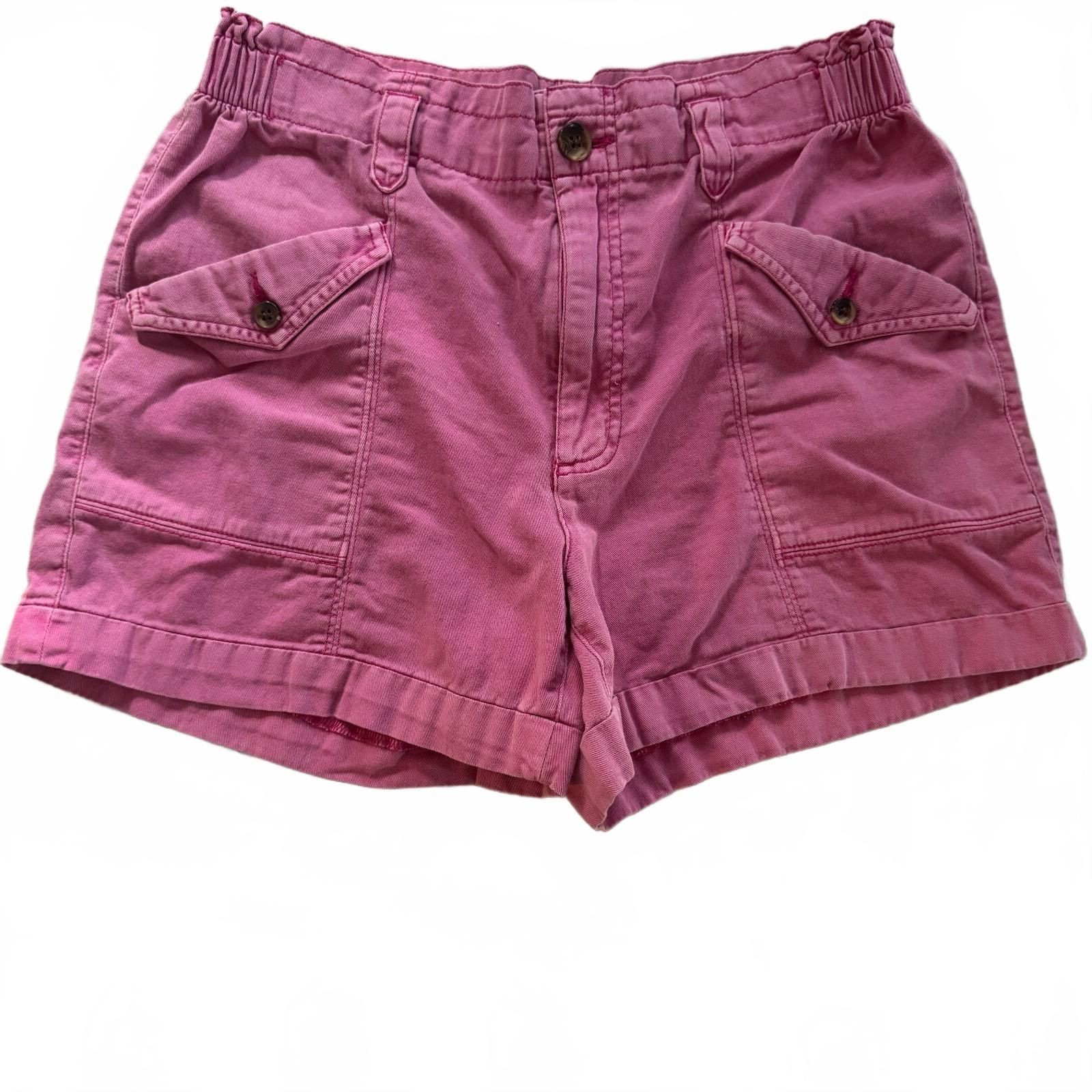 Old Navy Pink Cargo Utility Shorts M Medium High Rise Elastic Waist Cotton