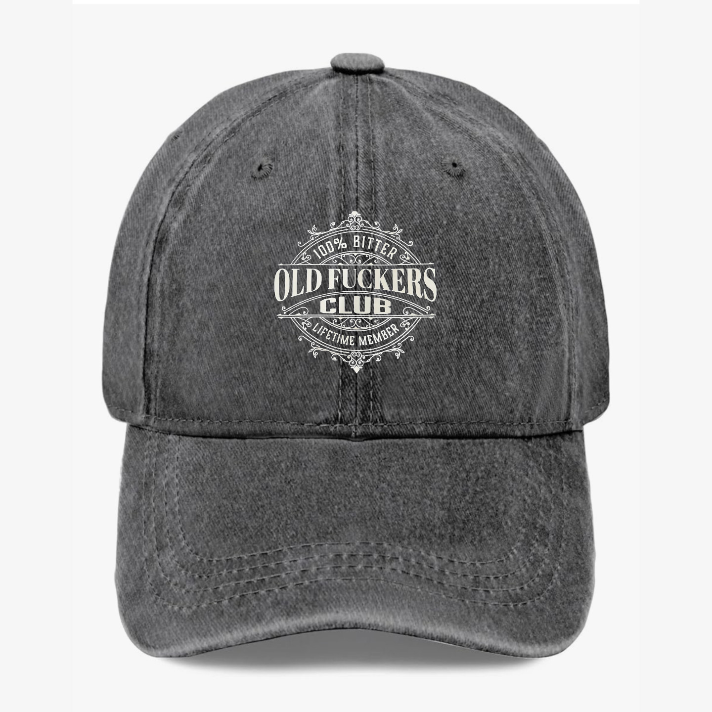 100% Bitter Old F*ckers Club Lifetime Member Funny Meme Retro Baseball Hat