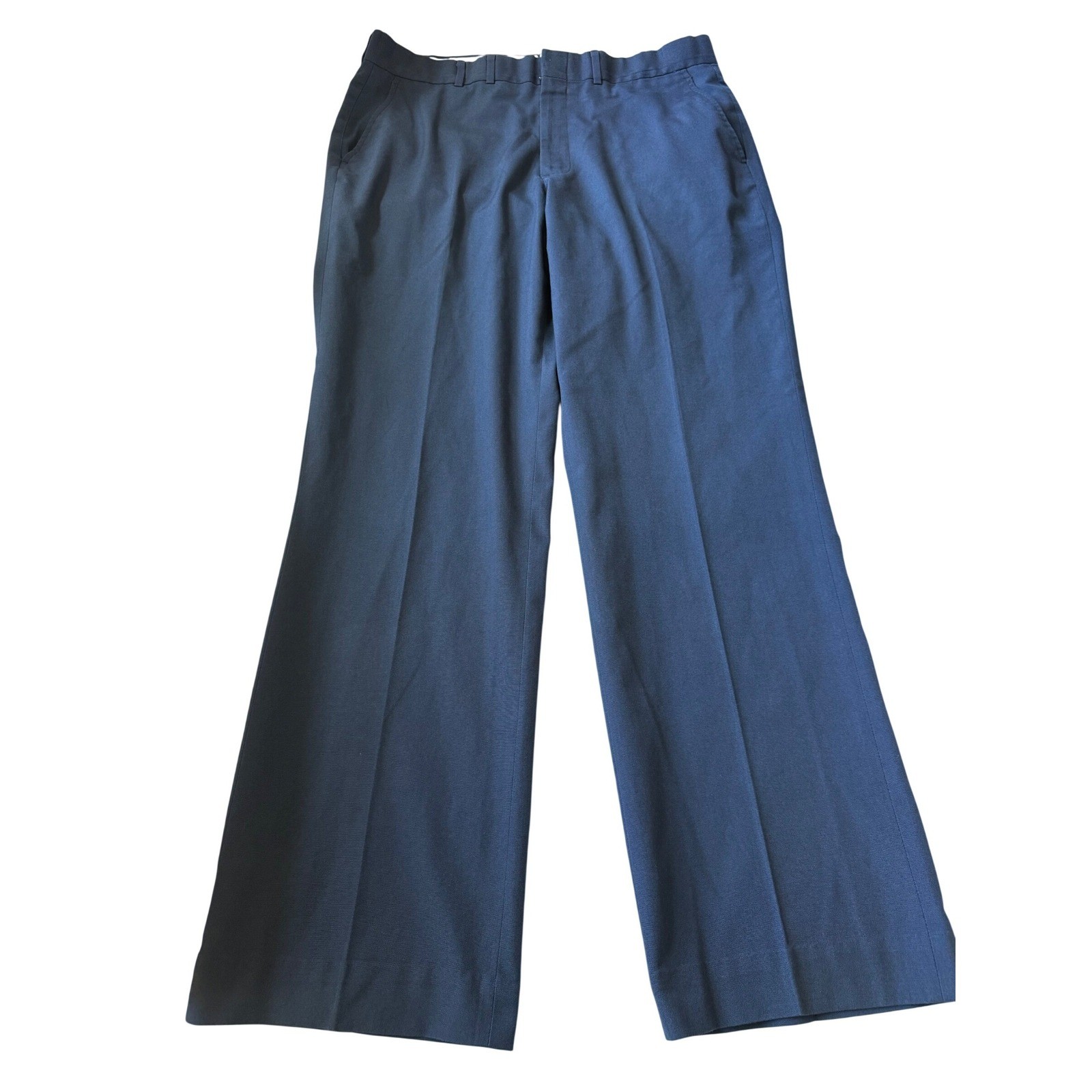 Vintage LL Bean Mens Flat Front Chino Pants 34X30 Navy Classic Workwear Trousers