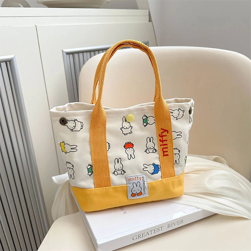 Miffy Cute Cartoon Rabbit Canvas Handbag Embroidery Fashion Multifunctional Bag