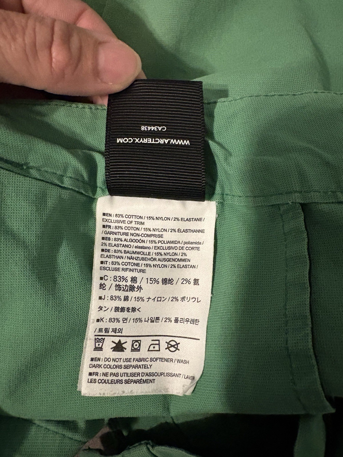 Arc’teryx Men’s Atlin Chino Shorts 10 Inch Inseam Green, Trim Fit Size 34
