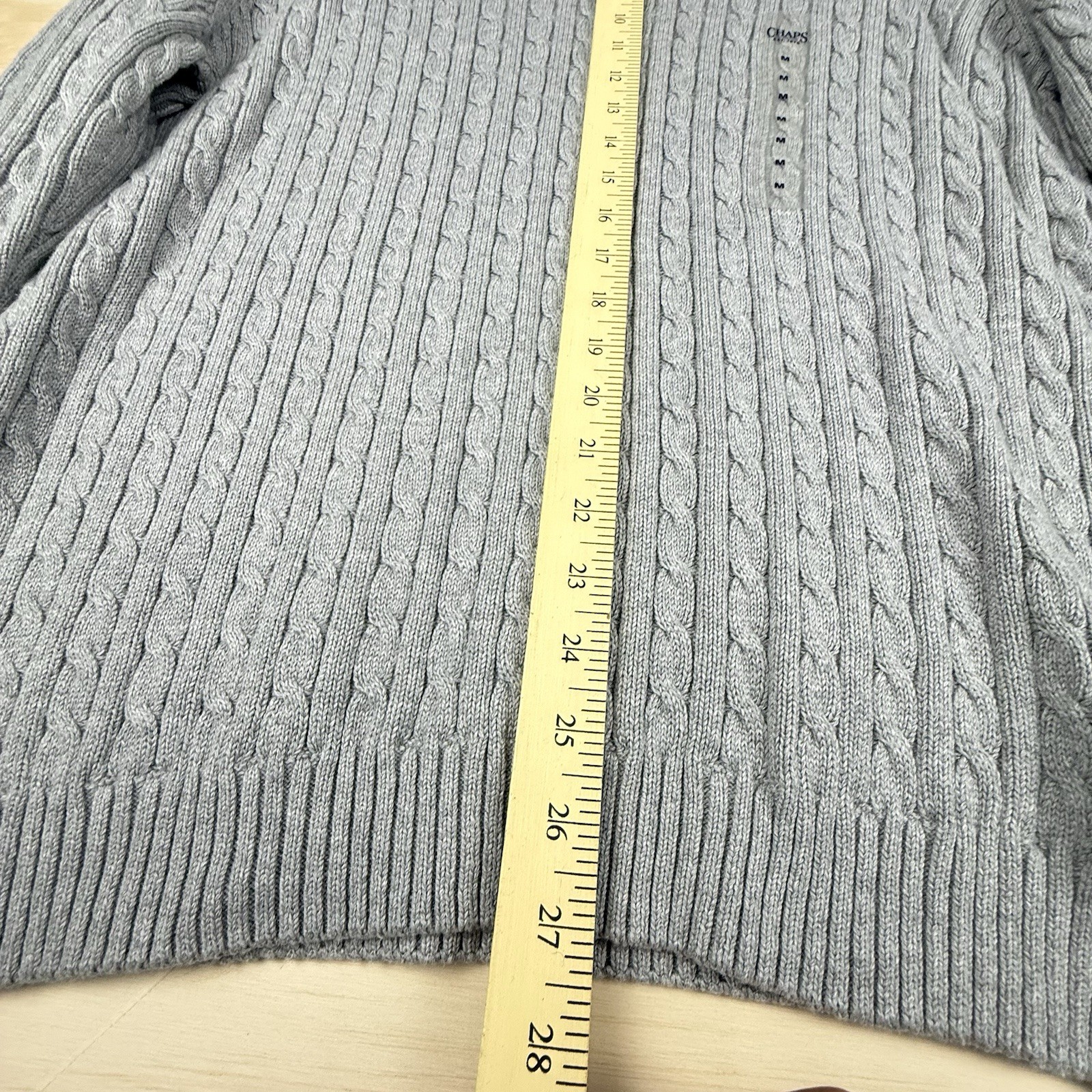 Men’s Chaps Sweater Medium Cable Knit Chunky Fisherman Pullover Crewneck Sweater