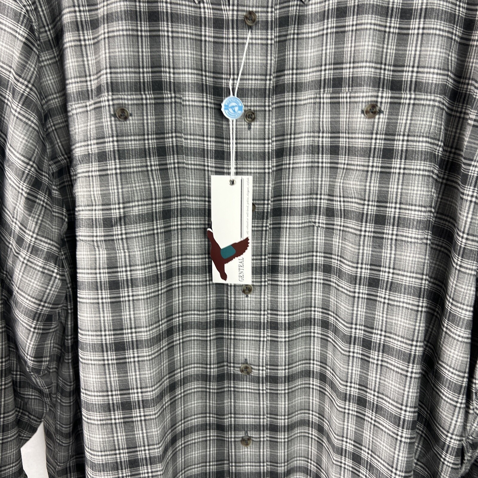 Genteal Men’s Shirt Size 3XL Performance Flannel 1382 Plaid Clouded Grey A21