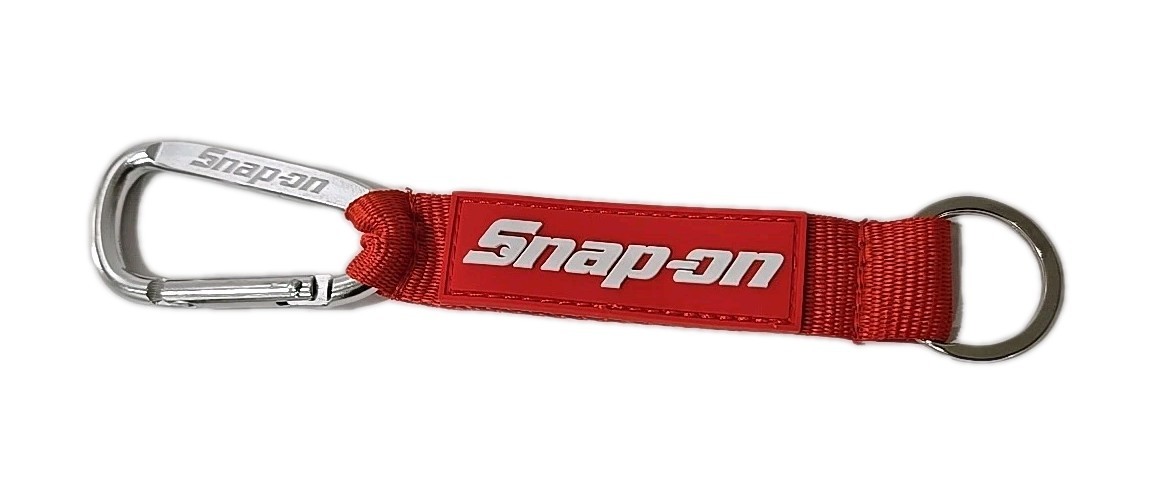 2Pc Snap On Tools Promo Keychain Carabiner W/Key Tag Red W/Ring White LOGO !!!!!