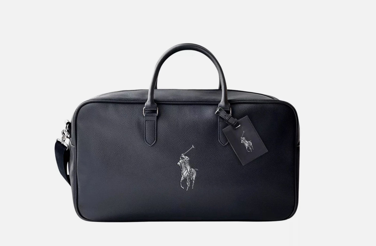 Ralph Lauren Fragrances Duffle Black Faux Leather Travel Shoulder Gym Bag New