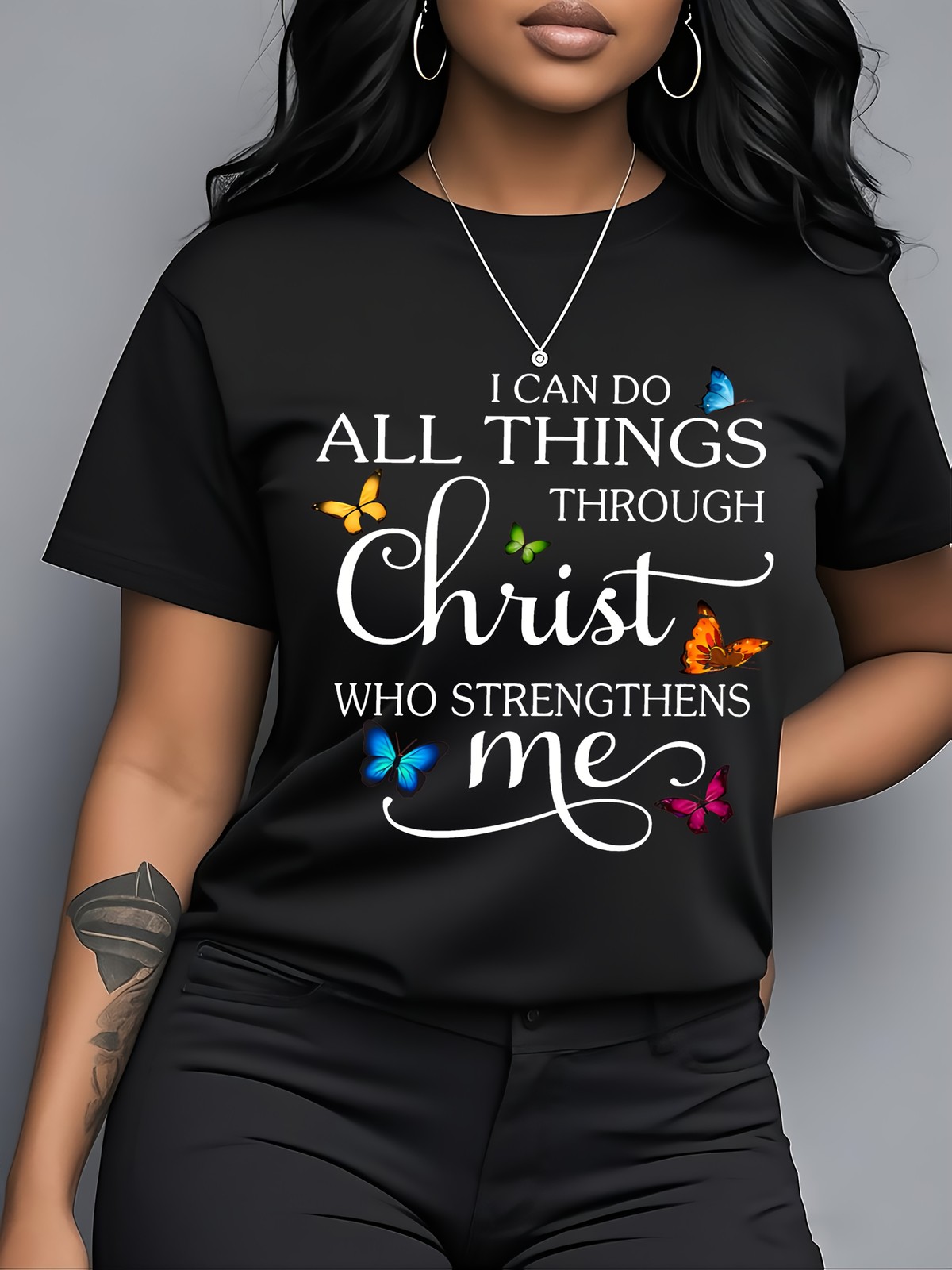 Women Christian Faith Quote Graphic T-Shirt Colorful Scripture Casual Tee