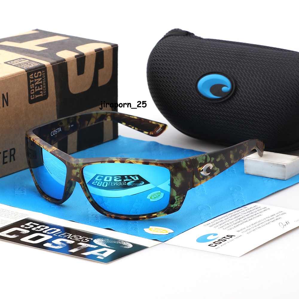 Costa Del Mar Cat Cay Camouflage Brown Frame Blue Lens Polarized 580P Sunglasses