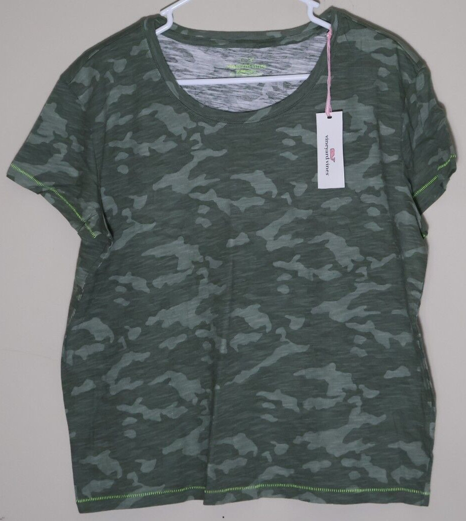 Vineyard Vines Women’s Medium Camo Sage Olive Green Surftee Shirt Tee Cotton NWT