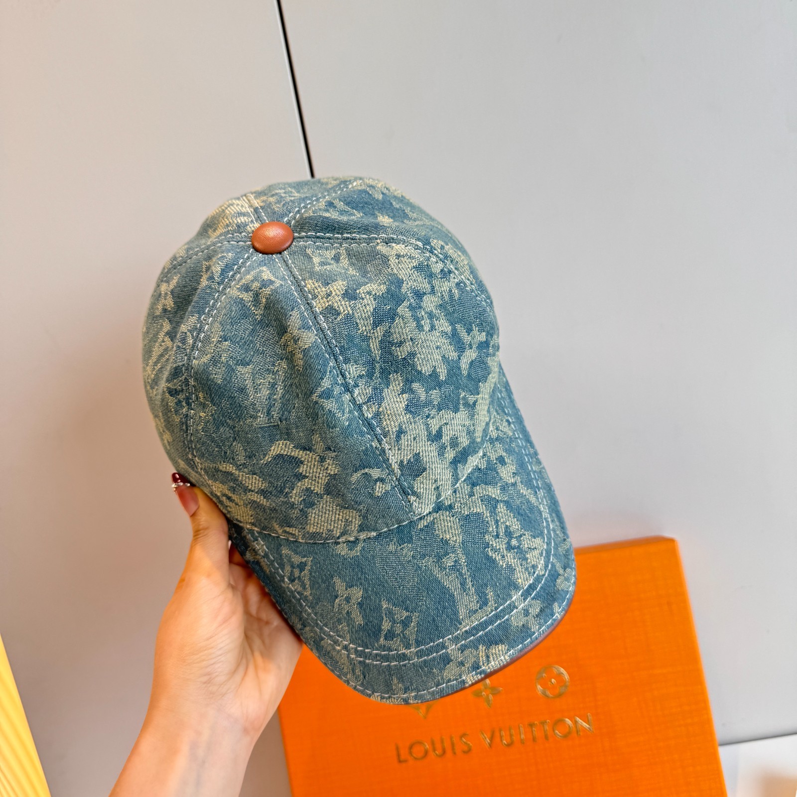 Moncler Men’s Vintage Denim Baseball Cap (Size M)