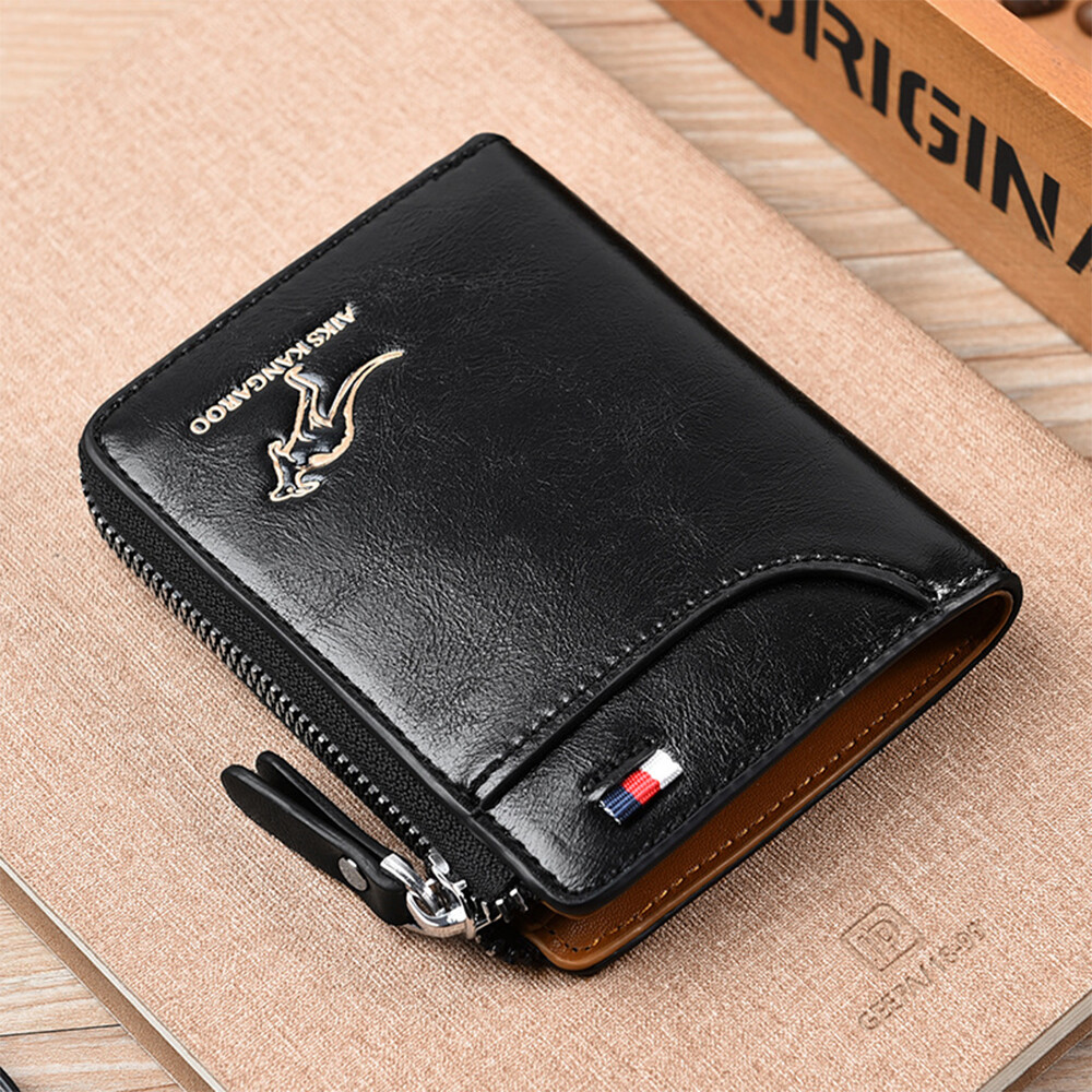 Waterproof Mens RFID Blocking Leather Wallet Credit Card ID Holder Zipper Purse