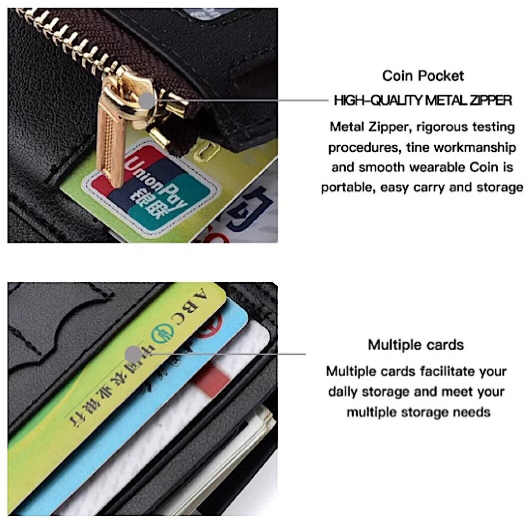 Men’s Bifold Leather Wallet With ID Window Credit Card Holder Slim Purse