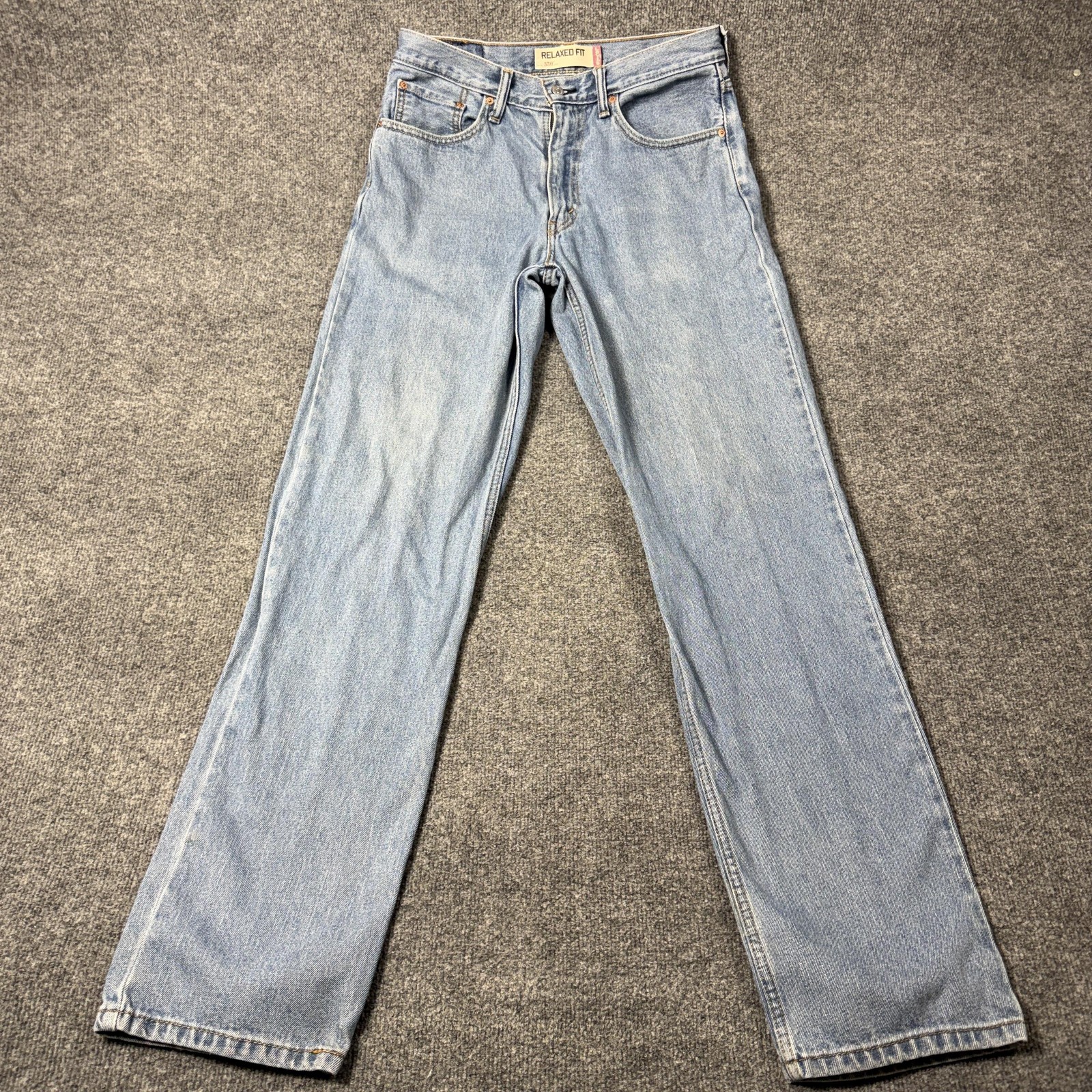 Levis 550 Relaxed Taper Jeans Mens 33×35 Light Wash Blue Denim Pants Casual