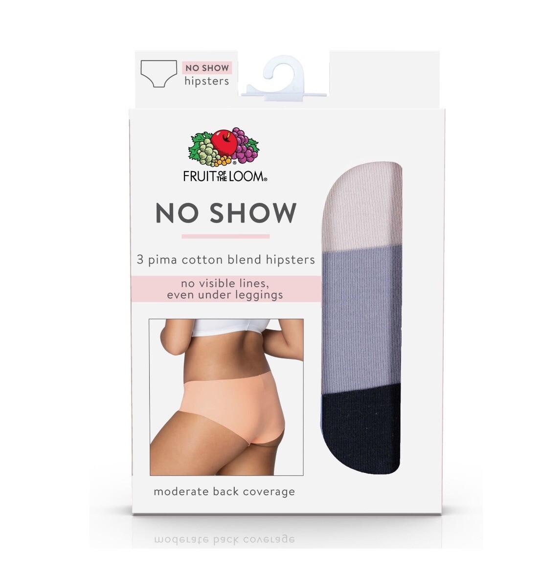 3-Pack FRUIT OF THE LOOM Women’s 2XL/9 Hipster No Show Pima Cotton Underwear