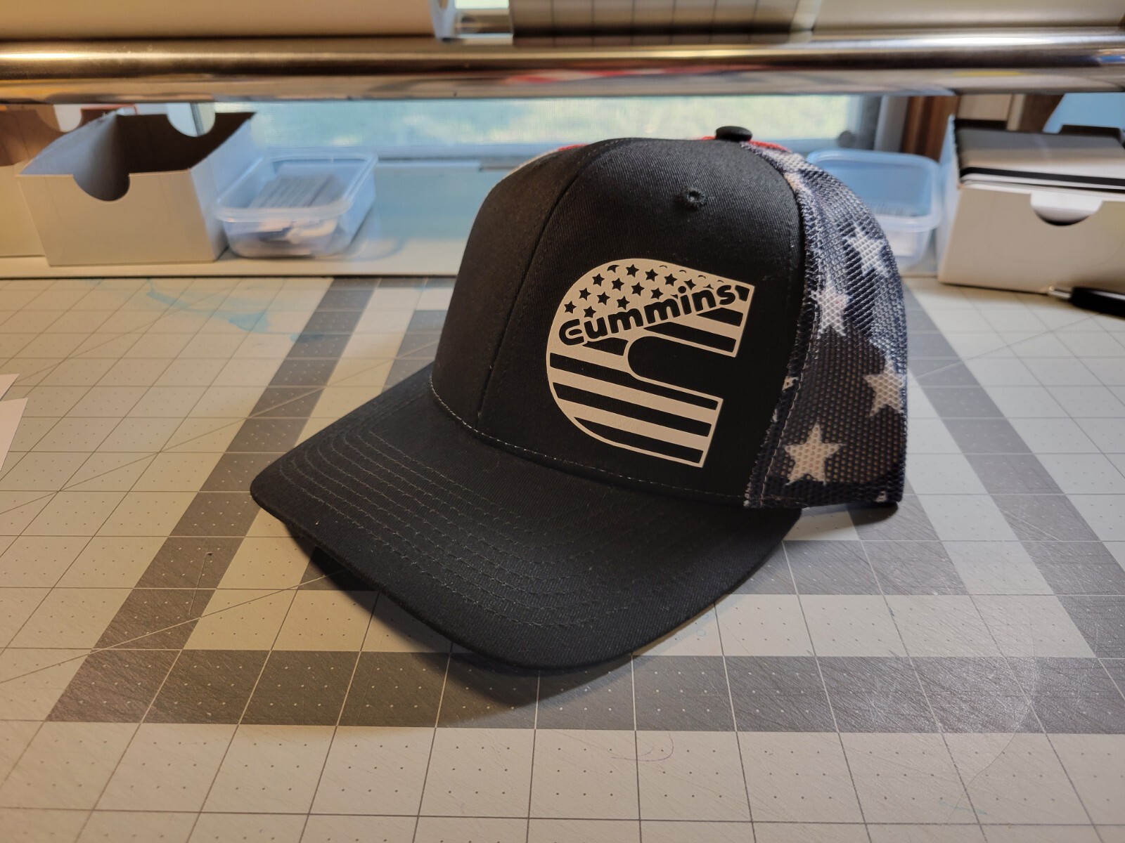 New w Tags Trucker Hat black/flag CUMMINS flag hat flag snapback