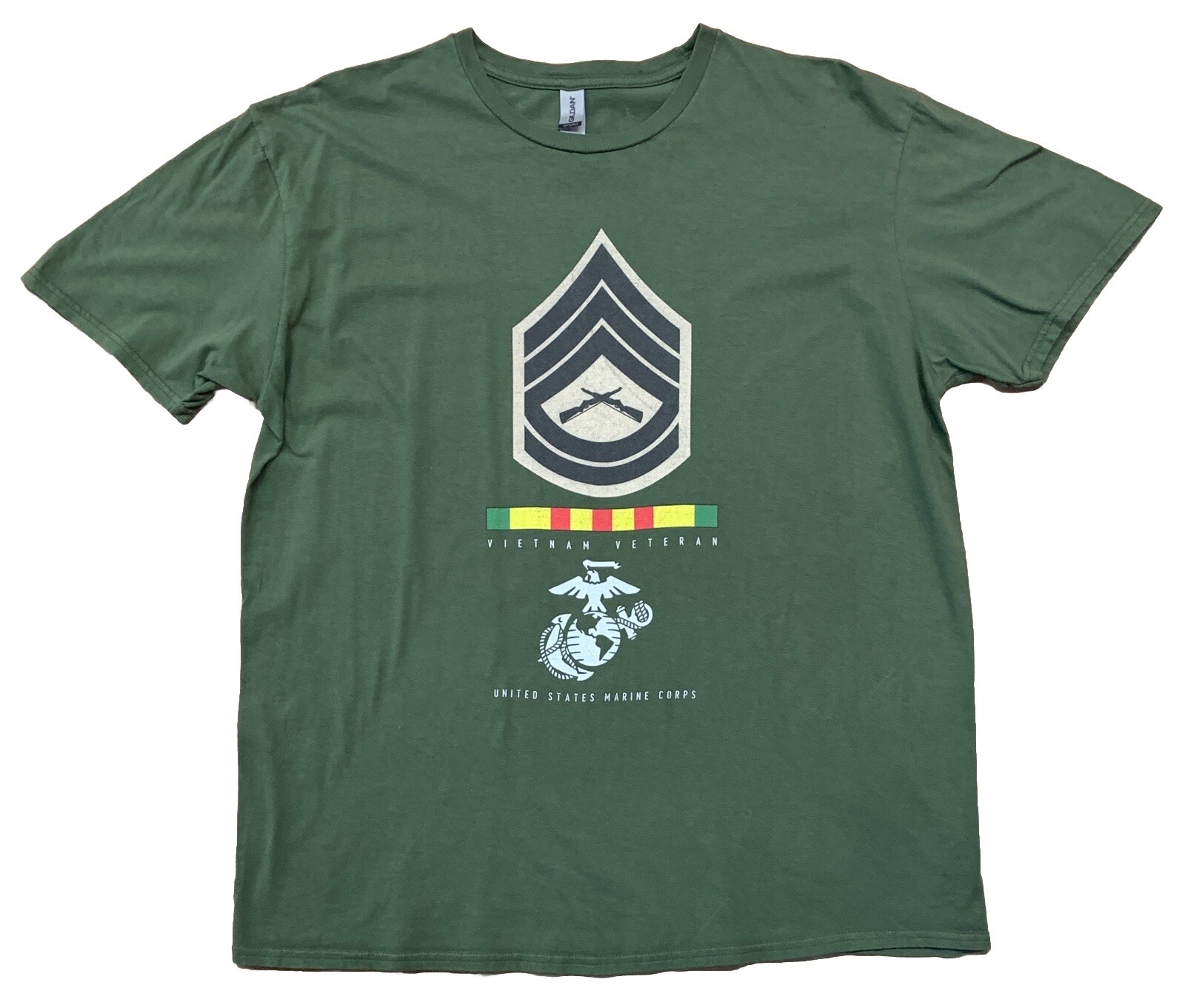 Vietnam Veteran United States Marine Corps Sargent T-Shirt Size XL Olive Green