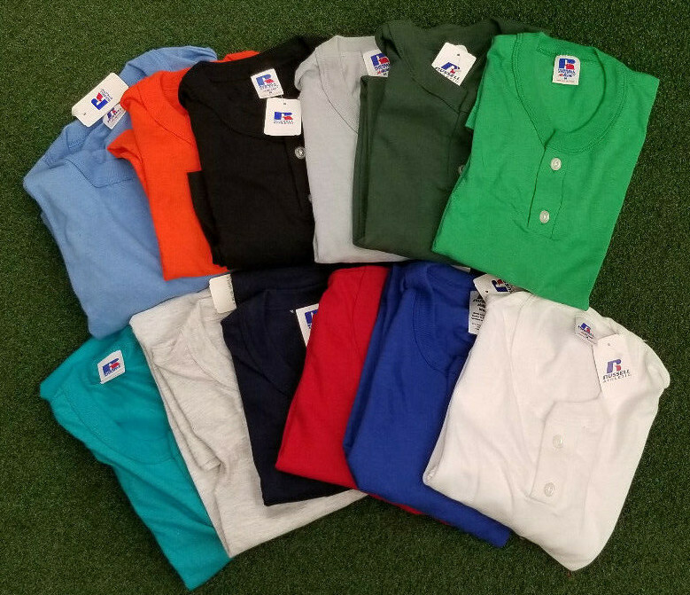 Vintage Russell Athletic Blank 2 Button Henley T-shirt Mens – Irregular