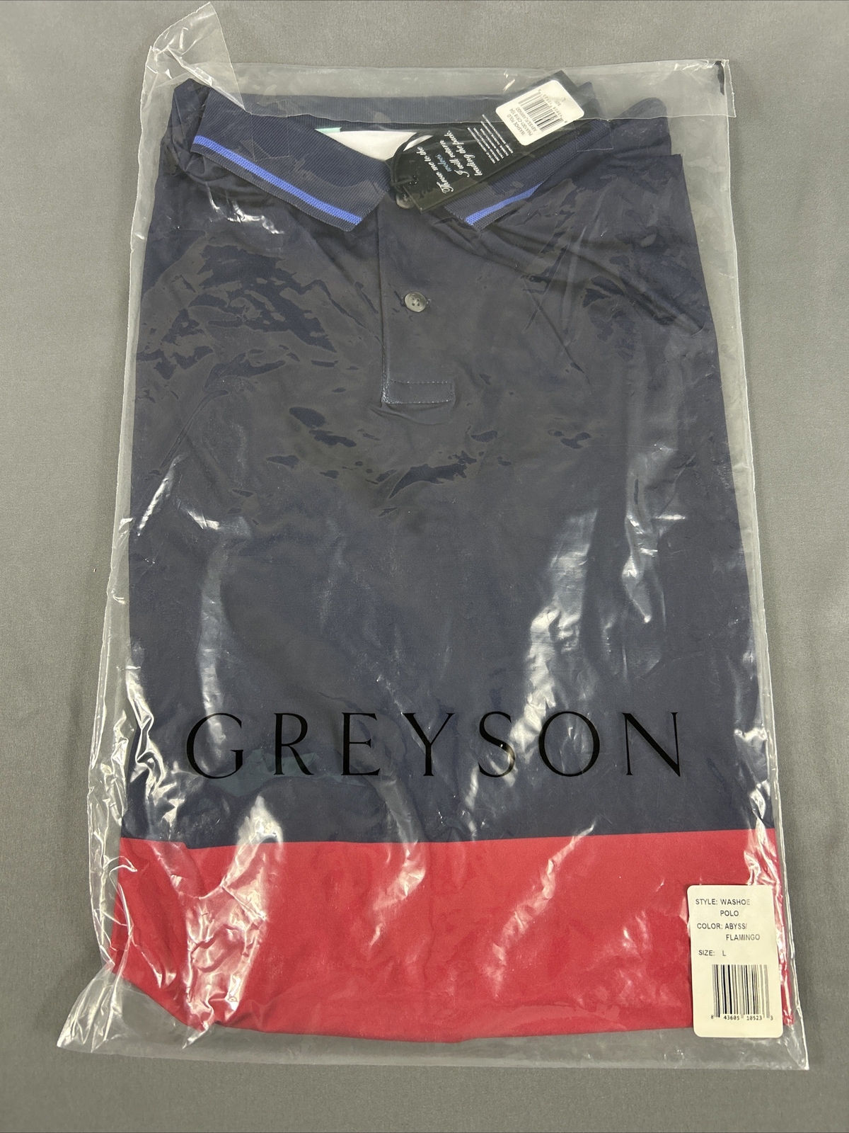 Greyson Golf Shirt Polo Washoe Large Abyss Flamingo Colorblock NWT MSRP $90