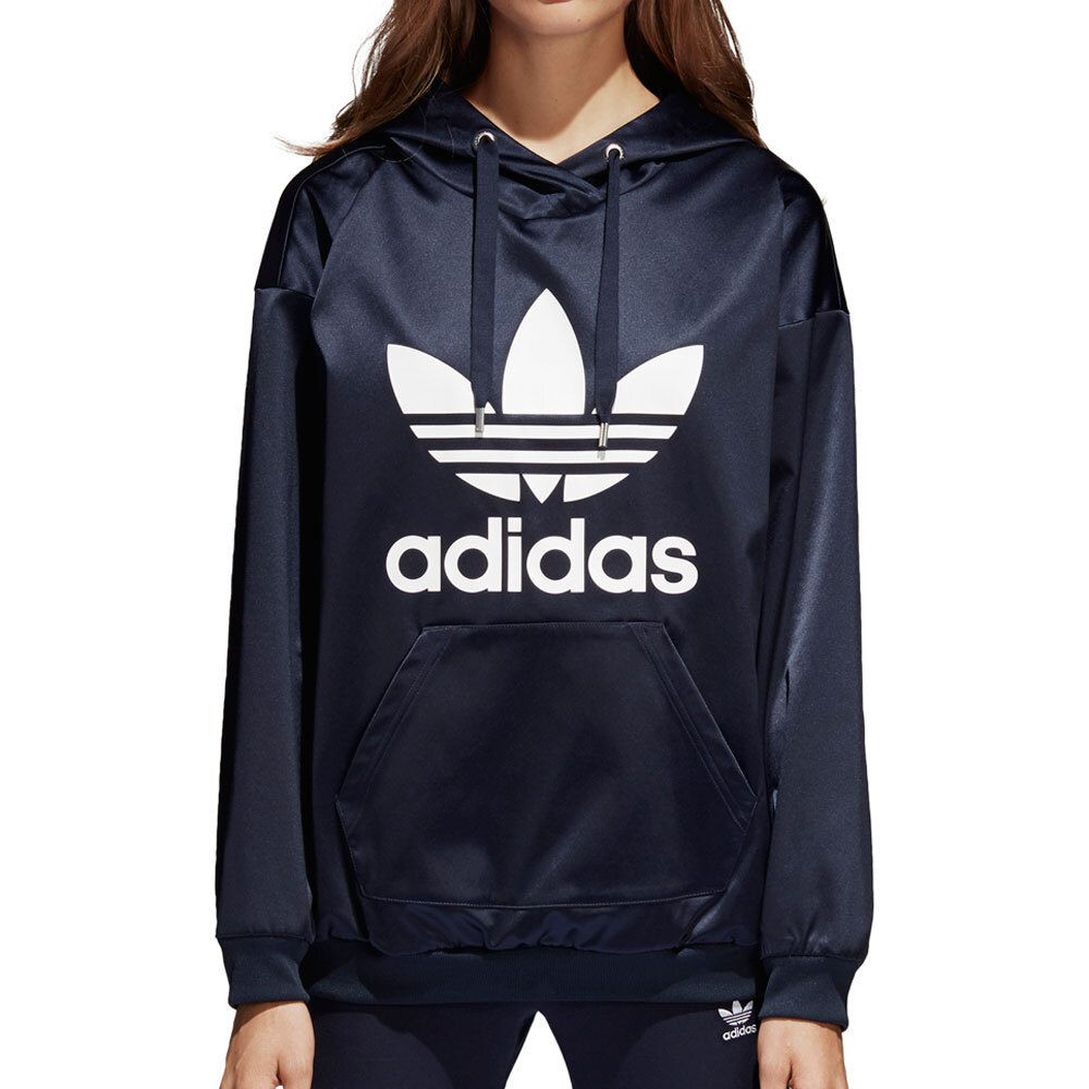 Adidas Originals Trefoil Women’s Satin Pullover Hoodie Legend Ink-White bp9406