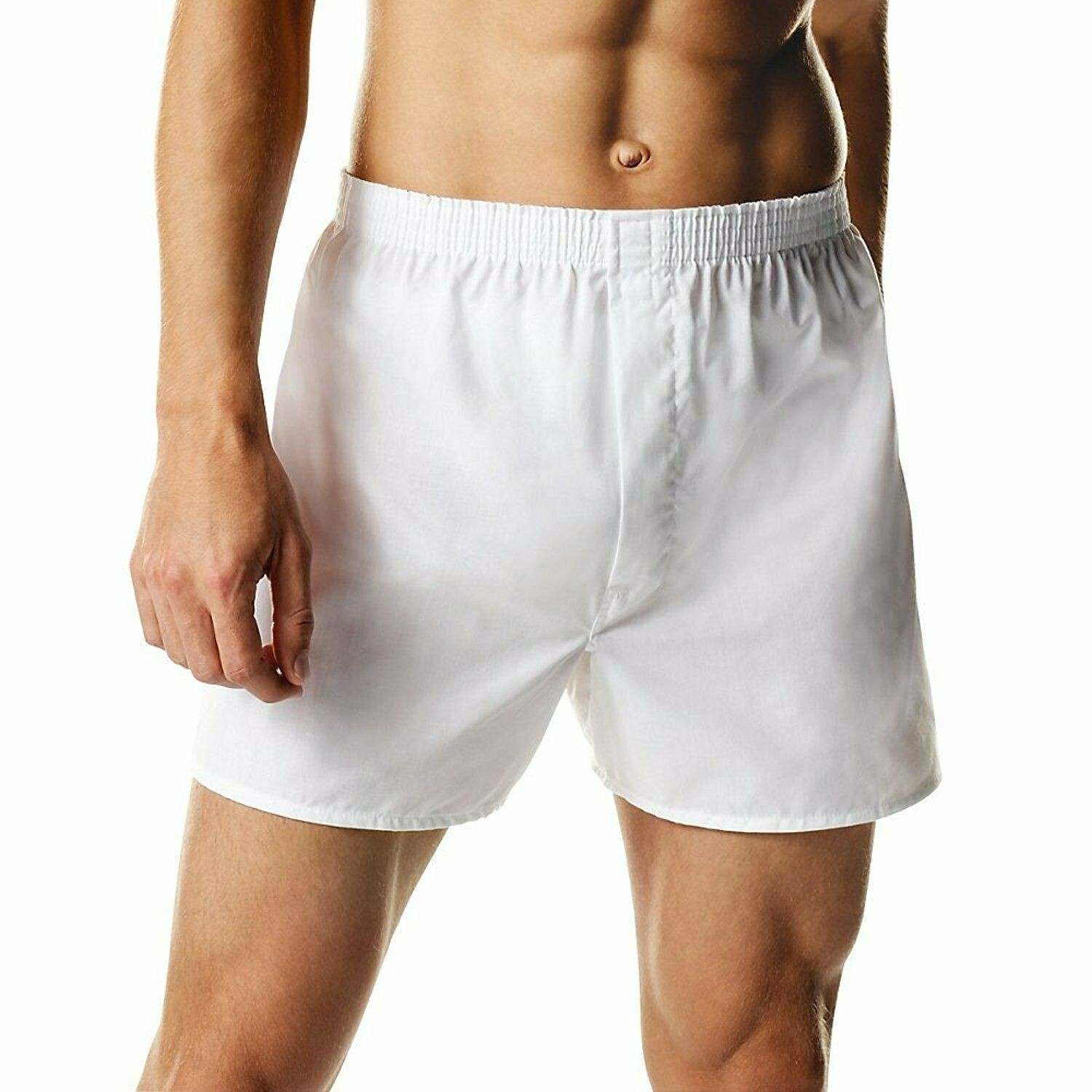 4-12 PACK Men’s White Boxer Shorts W/ Comfortable Flex Waistband Cotton Blend