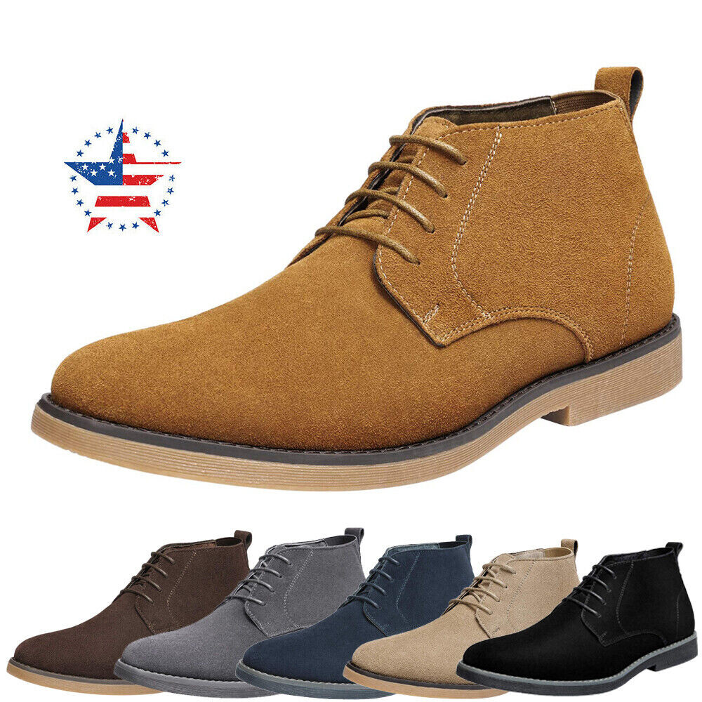 Men’s Chukka Boots Suede Leather Lace Up Desert Oxford Chelsea Shoes