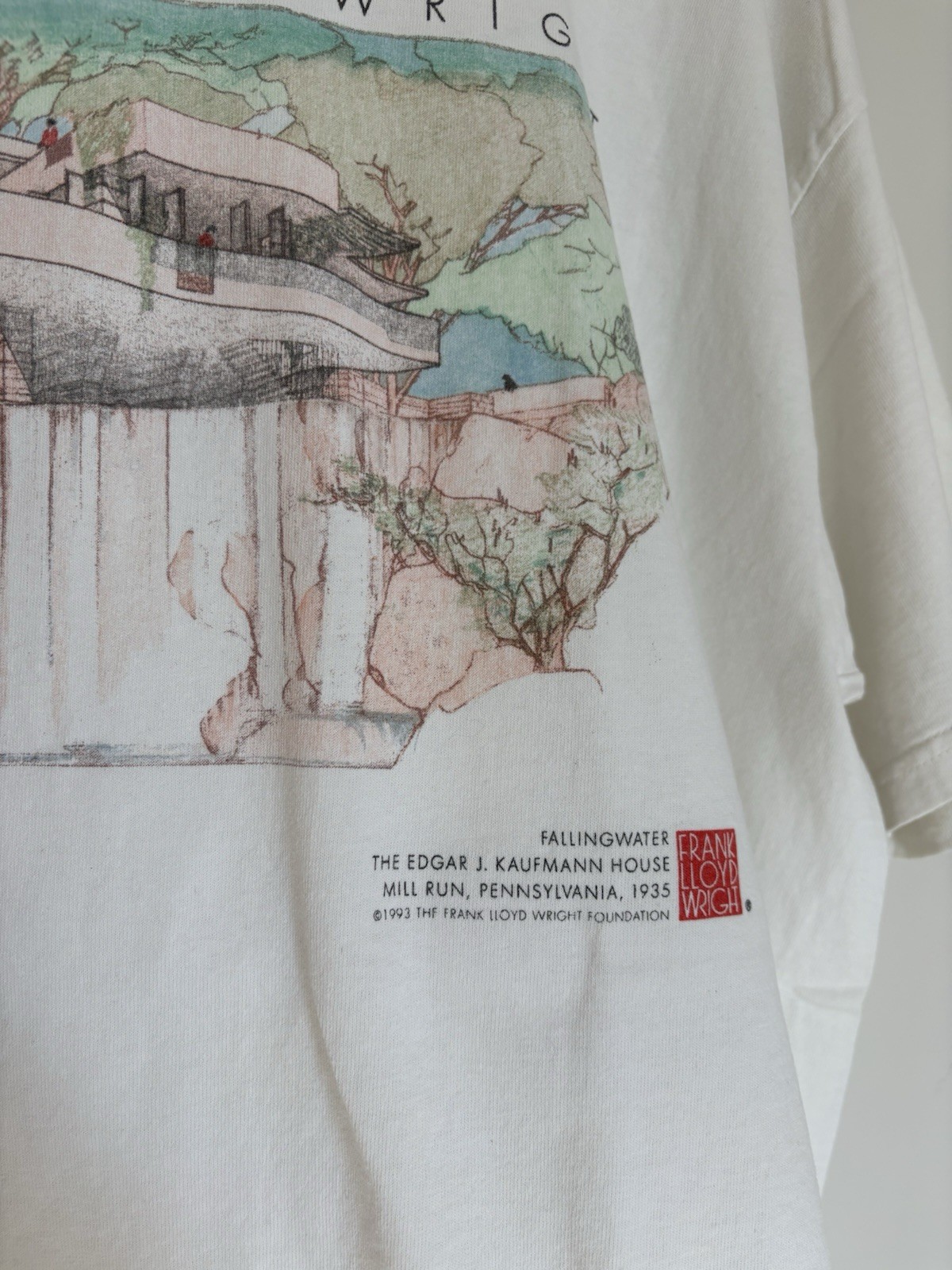 Vintage 1993 Frank Lloyd Wright Fallingwater Architecture T Shirt Size XL