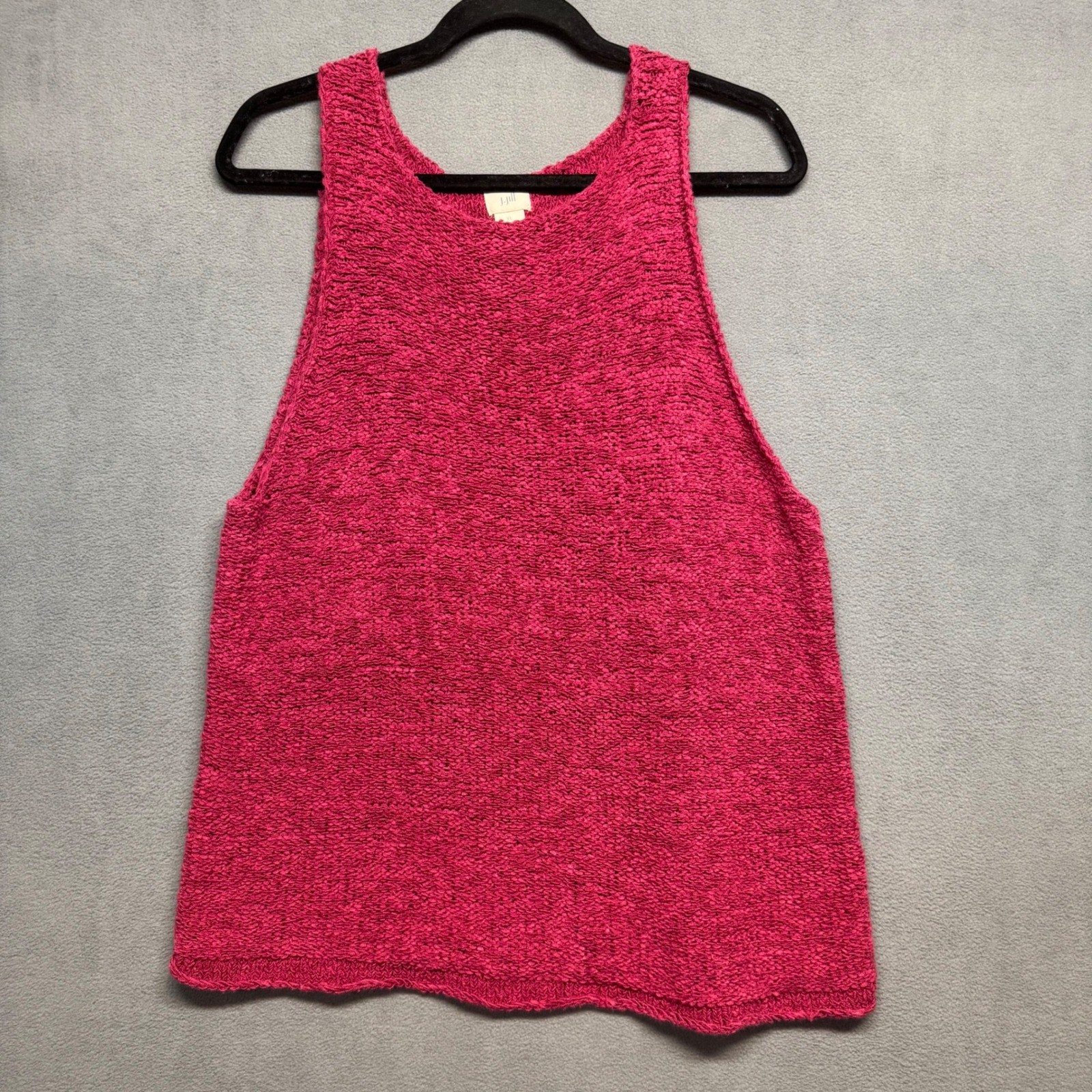 Vtg J Jill Tank Top Lagenlook Loose Fit Cotton Linen Knit Sleeveless XL Pink