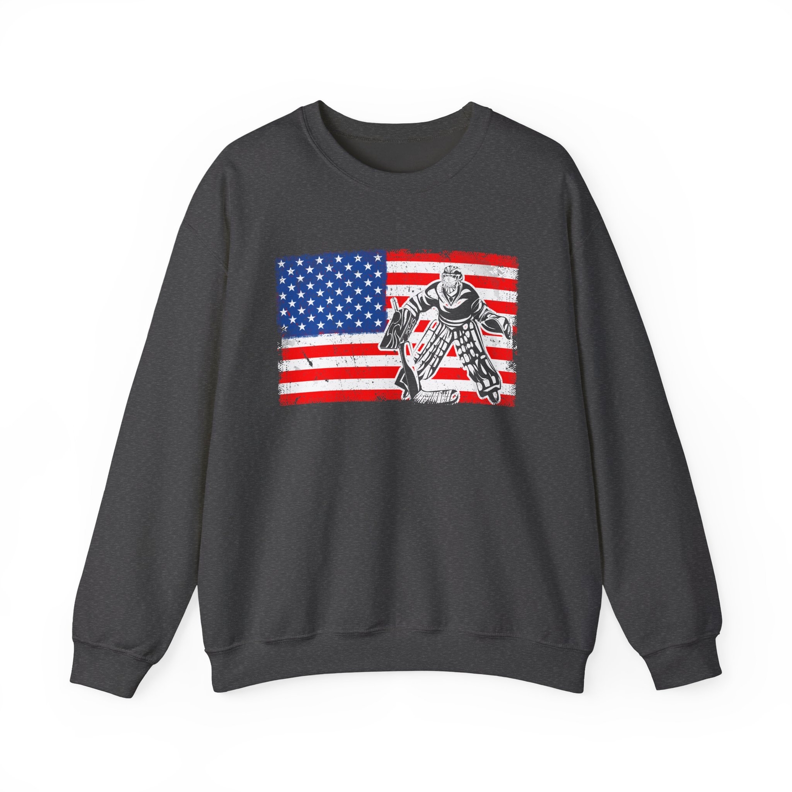 Ice Hockey Player USA Flag Sweatshirt, Winter Sports Hockey Lovers Sweatshirt