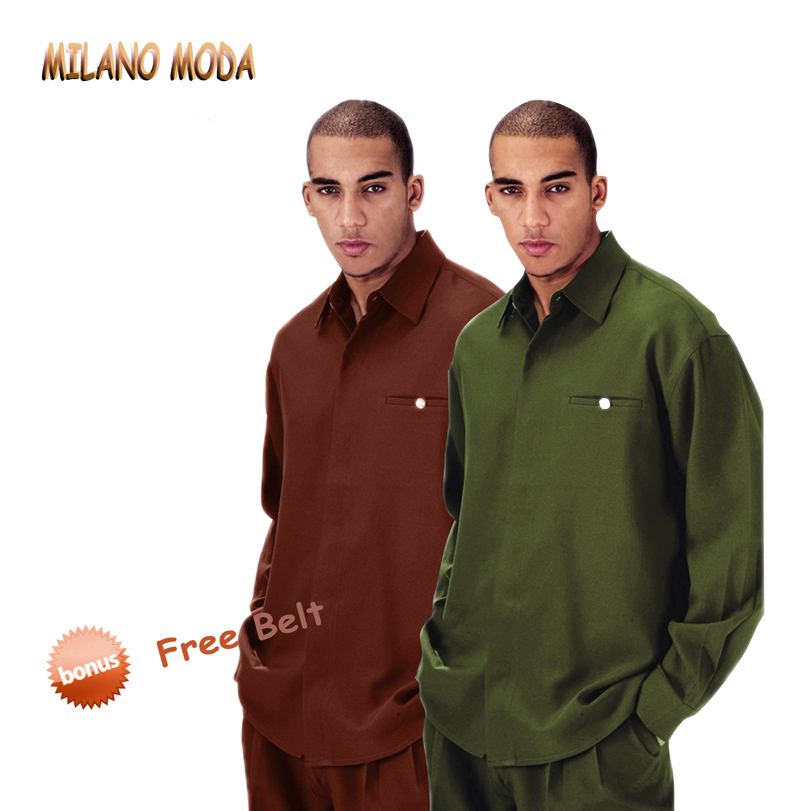 Milano Moda/Fortino Landi Men’s Luxurious Walking Suit 2 Piece Set w/Belt L2612B