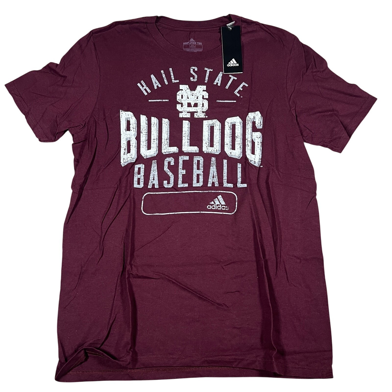 Adidas Mississippi State Bulldogs Baseball Amplifier Tee Maroon Mens Medium NEW