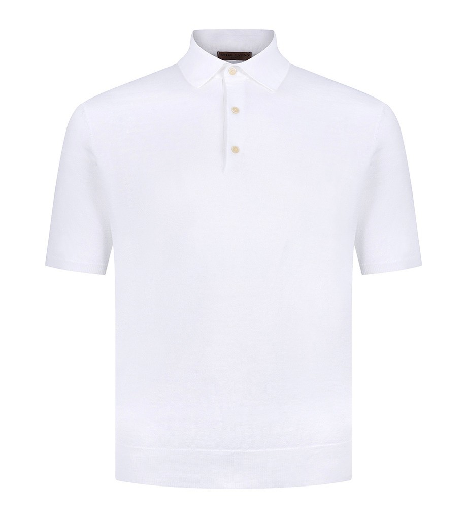 STILE LATINO polo t-shirt linen cotton EU 54 US 44 white normal fit