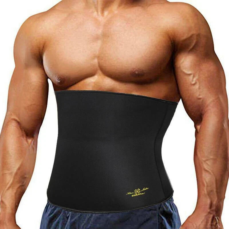 Mens Neoprene Sauna Sweat Waist Trainer Belt Tummy Slim Body Shaper Fat Burner