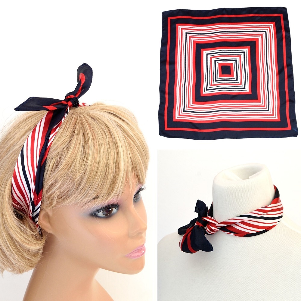Fashion Ladies Square Satin Scarf – 4th of July